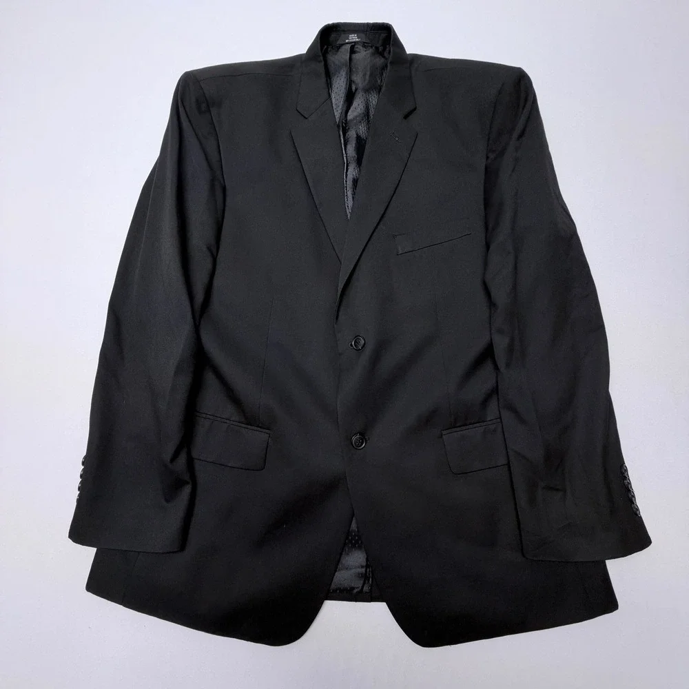 Haggar Suit Up System Mens 44R Black 2 Button Blazer Jacket HZ00222 001 Regular